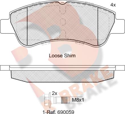 R Brake RB1388-402 - Kit pastiglie freno, Freno a disco autozon.pro