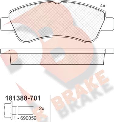 R Brake RB1388-701 - Kit pastiglie freno, Freno a disco autozon.pro