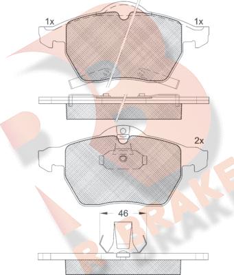 R Brake RB1383 - Kit pastiglie freno, Freno a disco autozon.pro