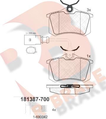 R Brake RB1387-700 - Kit pastiglie freno, Freno a disco autozon.pro