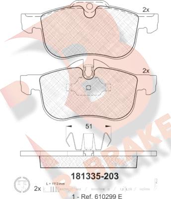 R Brake RB1335 - Kit pastiglie freno, Freno a disco autozon.pro