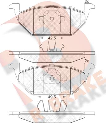 R Brake RB1338 - Kit pastiglie freno, Freno a disco autozon.pro