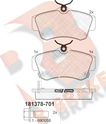 R Brake RB1378-701 - Kit pastiglie freno, Freno a disco autozon.pro