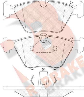 R Brake RB1296 - Kit pastiglie freno, Freno a disco autozon.pro