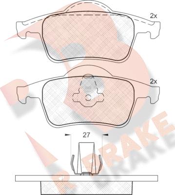 R Brake RB1298 - Kit pastiglie freno, Freno a disco autozon.pro