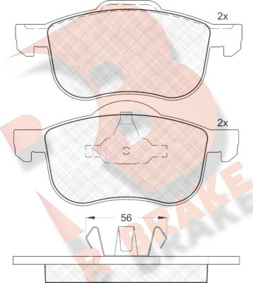 R Brake RB1297 - Kit pastiglie freno, Freno a disco autozon.pro