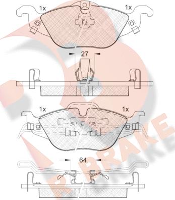 R Brake RB1249 - Kit pastiglie freno, Freno a disco autozon.pro