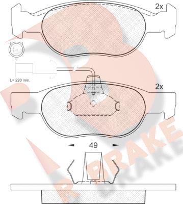 R Brake RB1242 - Kit pastiglie freno, Freno a disco autozon.pro