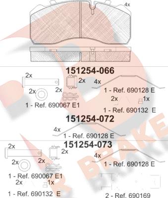 R Brake RB1254 - Kit pastiglie freno, Freno a disco autozon.pro