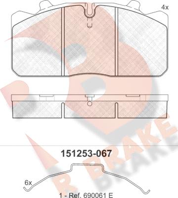 R Brake RB1253 - Kit pastiglie freno, Freno a disco autozon.pro