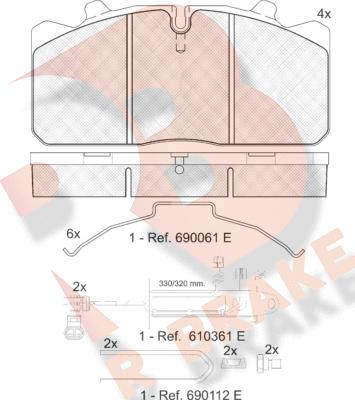 R Brake RB1253-124 - Kit pastiglie freno, Freno a disco autozon.pro