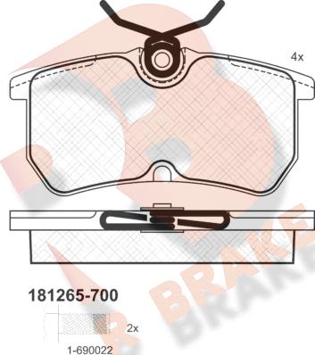 R Brake RB1265-700 - Kit pastiglie freno, Freno a disco autozon.pro