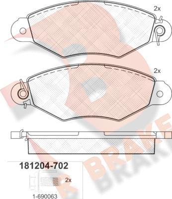 R Brake RB1204-702 - Kit pastiglie freno, Freno a disco autozon.pro