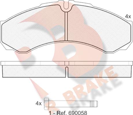 R Brake RB1208 - Kit pastiglie freno, Freno a disco autozon.pro