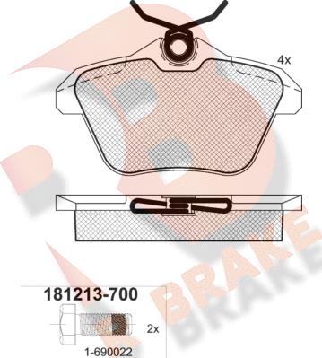 R Brake RB1213-700 - Kit pastiglie freno, Freno a disco autozon.pro