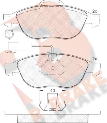 R Brake RB1212 - Kit pastiglie freno, Freno a disco autozon.pro