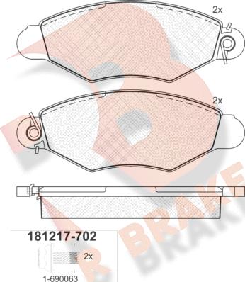 R Brake RB1217-702 - Kit pastiglie freno, Freno a disco autozon.pro