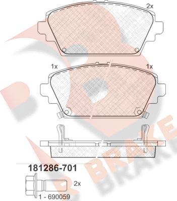 R Brake RB1286-701 - Kit pastiglie freno, Freno a disco autozon.pro