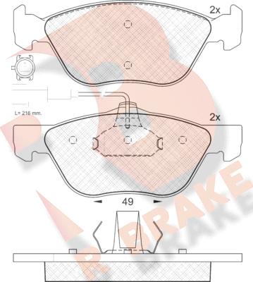 R Brake RB1283 - Kit pastiglie freno, Freno a disco autozon.pro