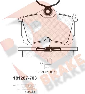 R Brake RB1287-703 - Kit pastiglie freno, Freno a disco autozon.pro