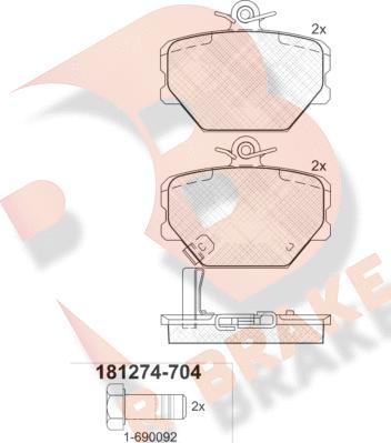 R Brake RB1274-704 - Kit pastiglie freno, Freno a disco autozon.pro