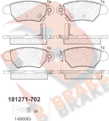 R Brake RB1271-702 - Kit pastiglie freno, Freno a disco autozon.pro