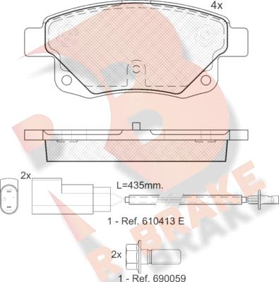 R Brake RB1794 - Kit pastiglie freno, Freno a disco autozon.pro