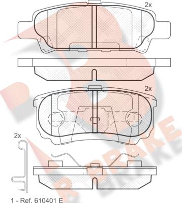 R Brake RB1746 - Kit pastiglie freno, Freno a disco autozon.pro