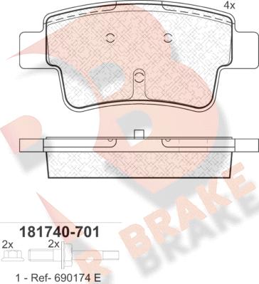 R Brake RB1740-701 - Kit pastiglie freno, Freno a disco autozon.pro