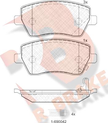 R Brake RB1748 - Kit pastiglie freno, Freno a disco autozon.pro