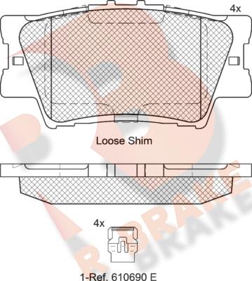 R Brake RB1761-203 - Kit pastiglie freno, Freno a disco autozon.pro