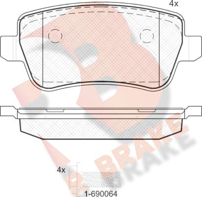 R Brake RB1763 - Kit pastiglie freno, Freno a disco autozon.pro