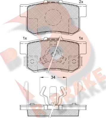 R Brake RB1718 - Kit pastiglie freno, Freno a disco autozon.pro