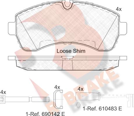 R Brake RB1785-203 - Kit pastiglie freno, Freno a disco autozon.pro