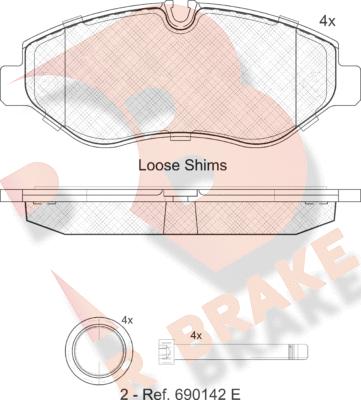 R Brake RB1786 - Kit pastiglie freno, Freno a disco autozon.pro