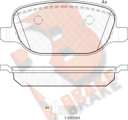 R Brake RB1780 - Kit pastiglie freno, Freno a disco autozon.pro