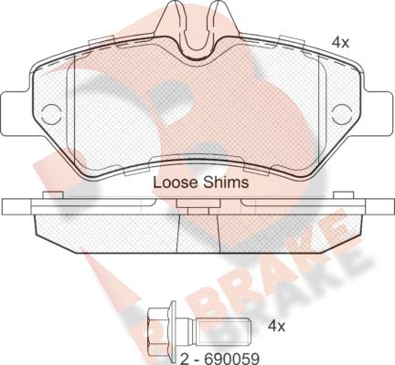 R Brake RB1787-204 - Kit pastiglie freno, Freno a disco autozon.pro