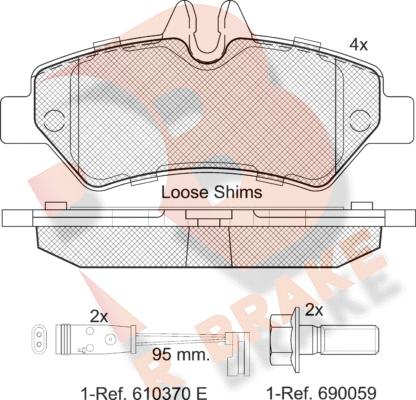 R Brake RB1787 - Kit pastiglie freno, Freno a disco autozon.pro