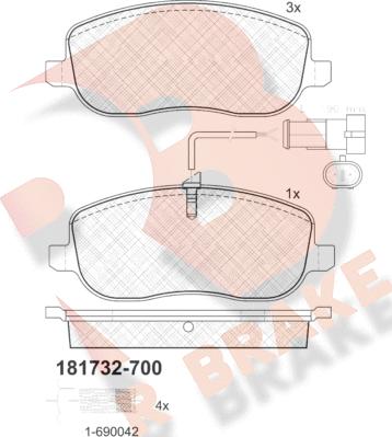 R Brake RB1732-700 - Kit pastiglie freno, Freno a disco autozon.pro