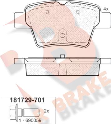 R Brake RB1729-701 - Kit pastiglie freno, Freno a disco autozon.pro