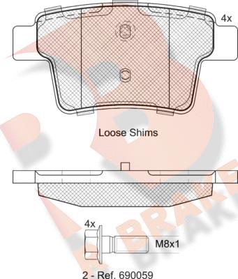 R Brake RB1722-701 - Kit pastiglie freno, Freno a disco autozon.pro