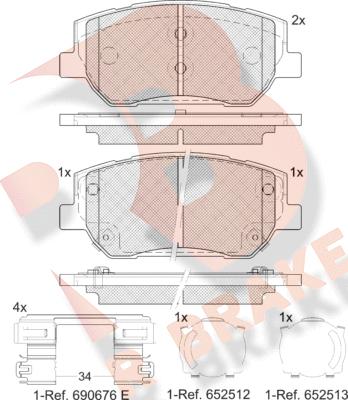 R Brake RB2441 - Kit pastiglie freno, Freno a disco autozon.pro