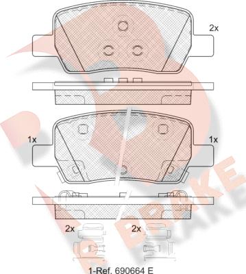 R Brake RB2442 - Kit pastiglie freno, Freno a disco autozon.pro