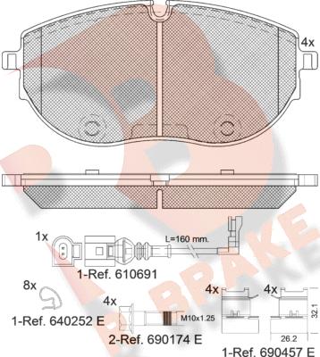 R Brake RB2401 - Kit pastiglie freno, Freno a disco autozon.pro