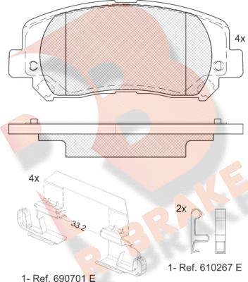 R Brake RB2484 - Kit pastiglie freno, Freno a disco autozon.pro