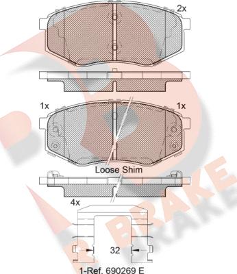 R Brake RB2094 - Kit pastiglie freno, Freno a disco autozon.pro