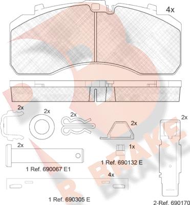 R Brake RB2091-073 - Kit pastiglie freno, Freno a disco autozon.pro