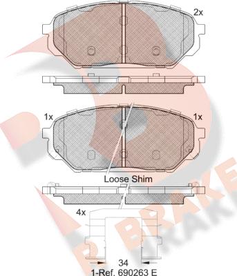 R Brake RB2044 - Kit pastiglie freno, Freno a disco autozon.pro