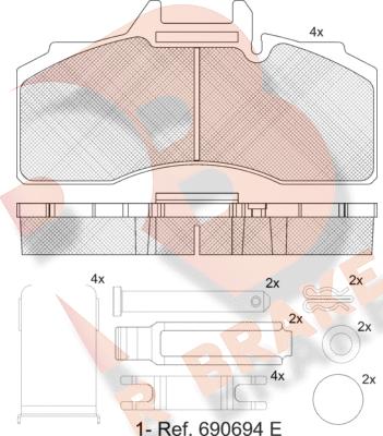 R Brake RB2046-066 - Kit pastiglie freno, Freno a disco autozon.pro