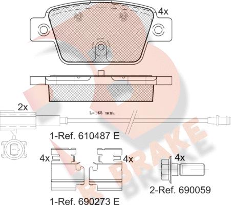 R Brake RB2043 - Kit pastiglie freno, Freno a disco autozon.pro